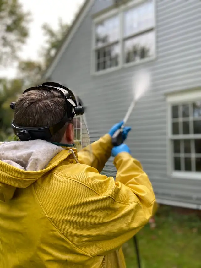 pressure washing house